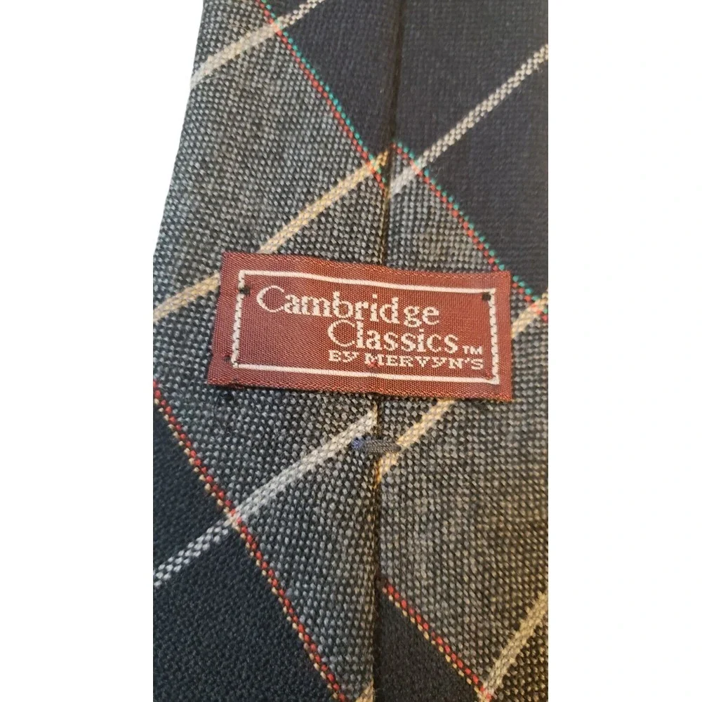Cambridge Classics‎ Plaid Neck Tie Mens Navy 100% Lambs wool Woven in Scotland